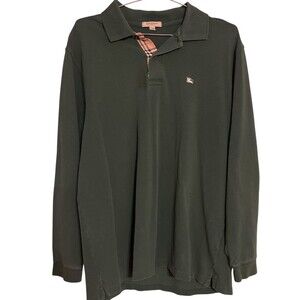 Burberry London Men's  L Long Sleeve Dark Green Nova Check Placket